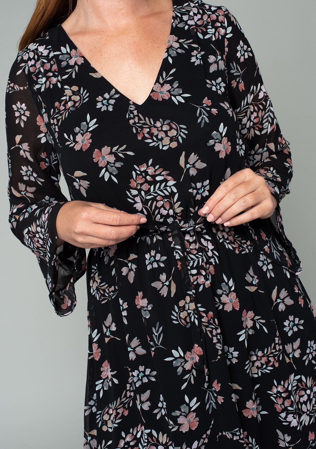 Tiffany Black Floral LS Dress