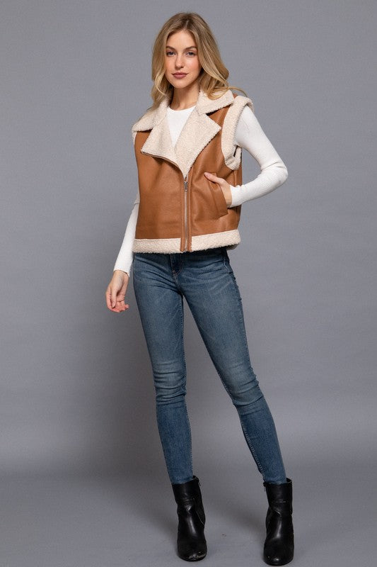 Aspen Faux Fur Leather Vest