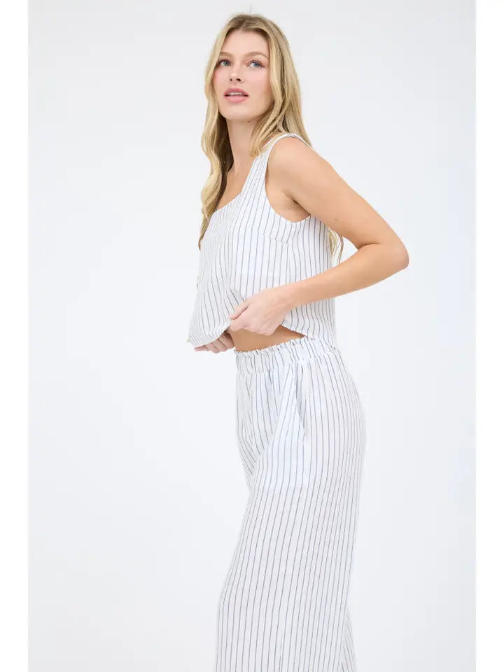 Candace Ivory Pinstripe Sleeveless Tank
