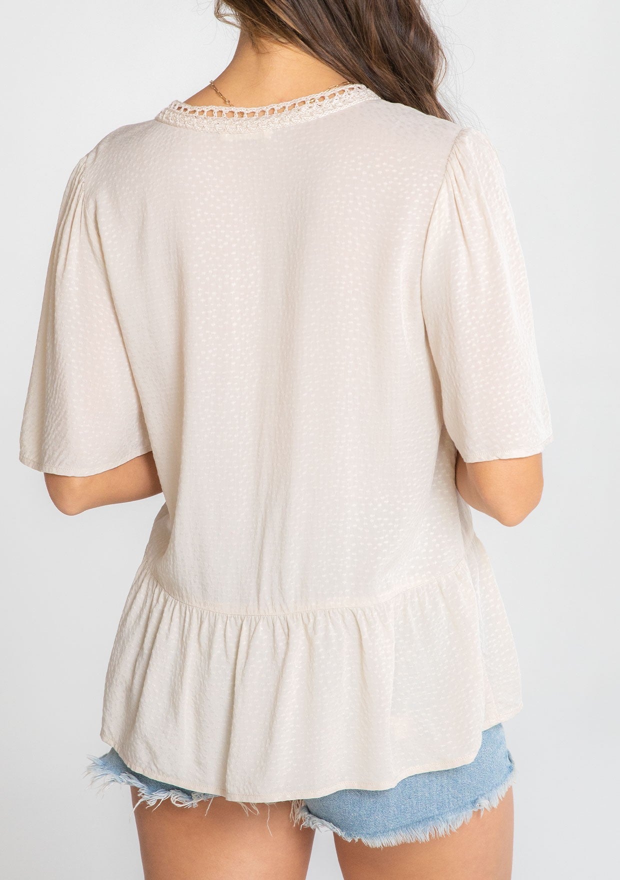 Vanilla Lattice LS Blouse