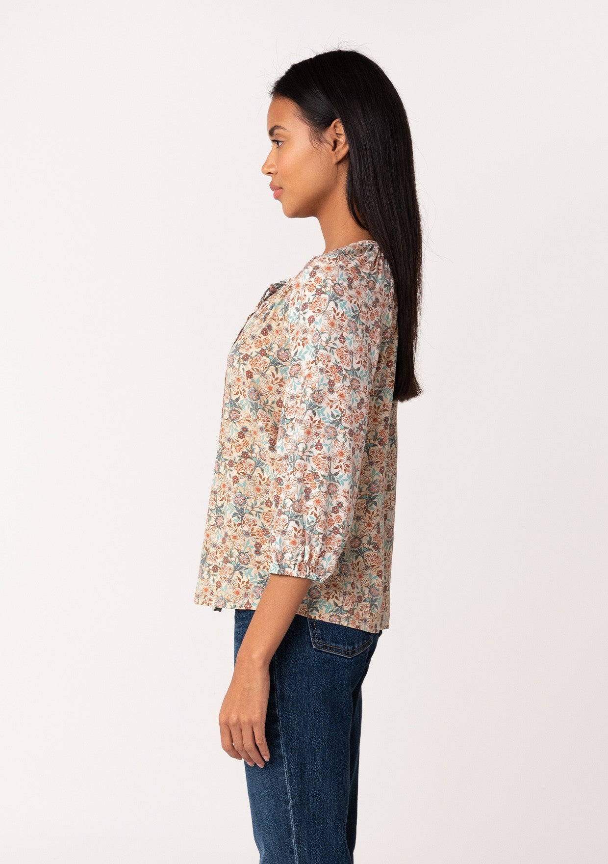 Cynthia Floral Button LS Blouse