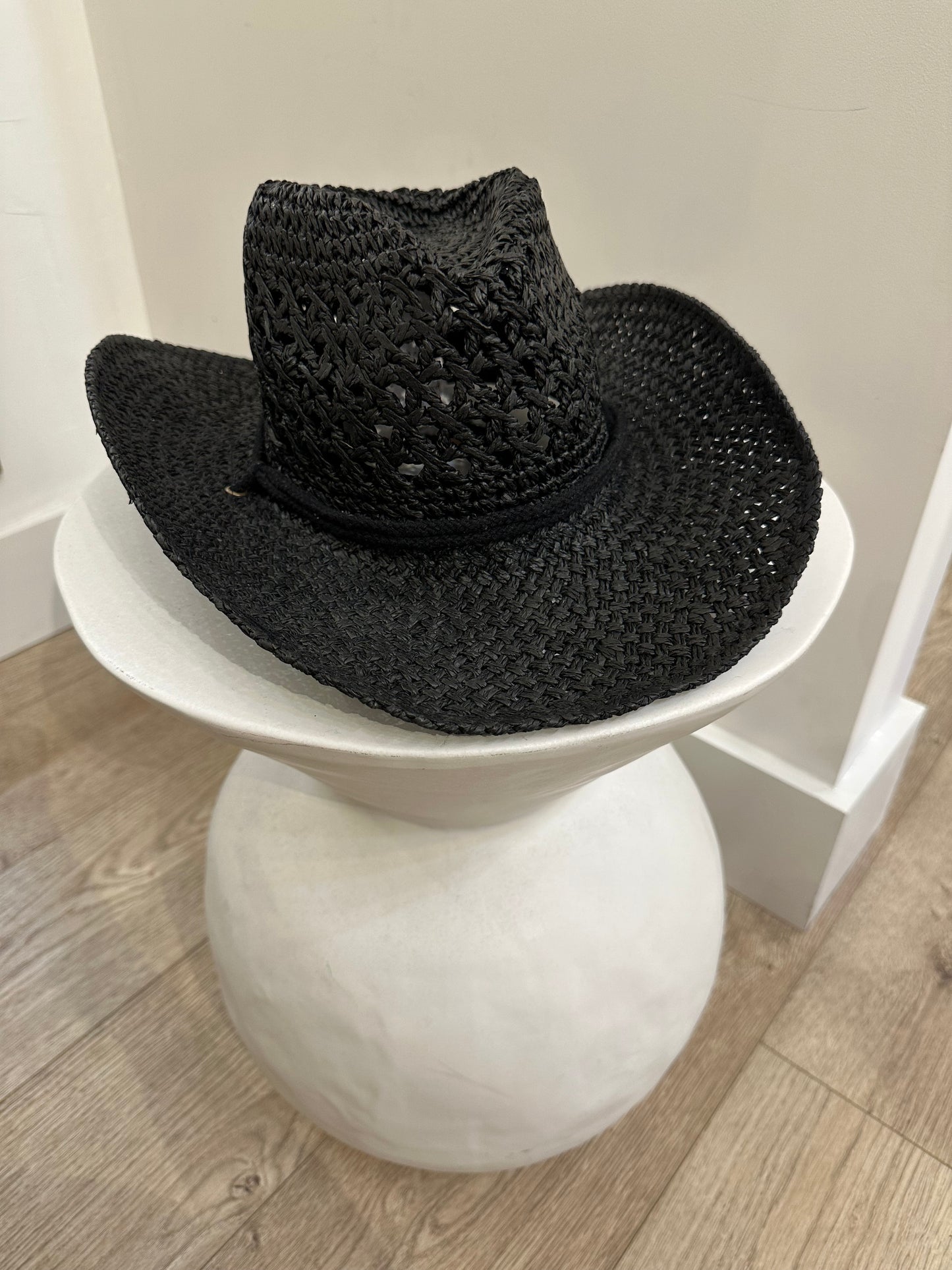 Black Woven Western Hat