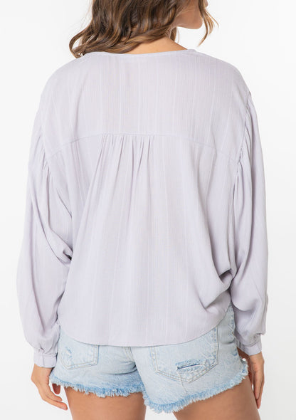 Danielle Lilac Tie Kimono LS Blouse