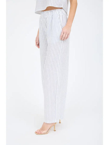 Candace Ivory Pinstripe Wide Leg Pants