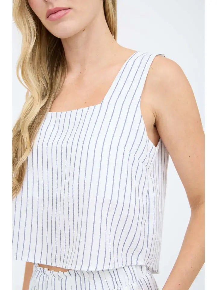 Candace Ivory Pinstripe Sleeveless Tank