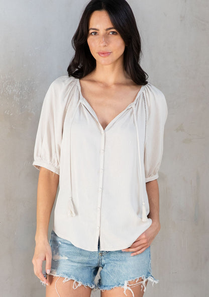 Candice Vanilla LS Blouse