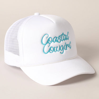 'Costal Cowgirl' White Trucker Hat