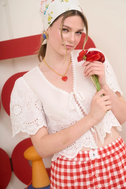 Jane Eyelet Tie Top