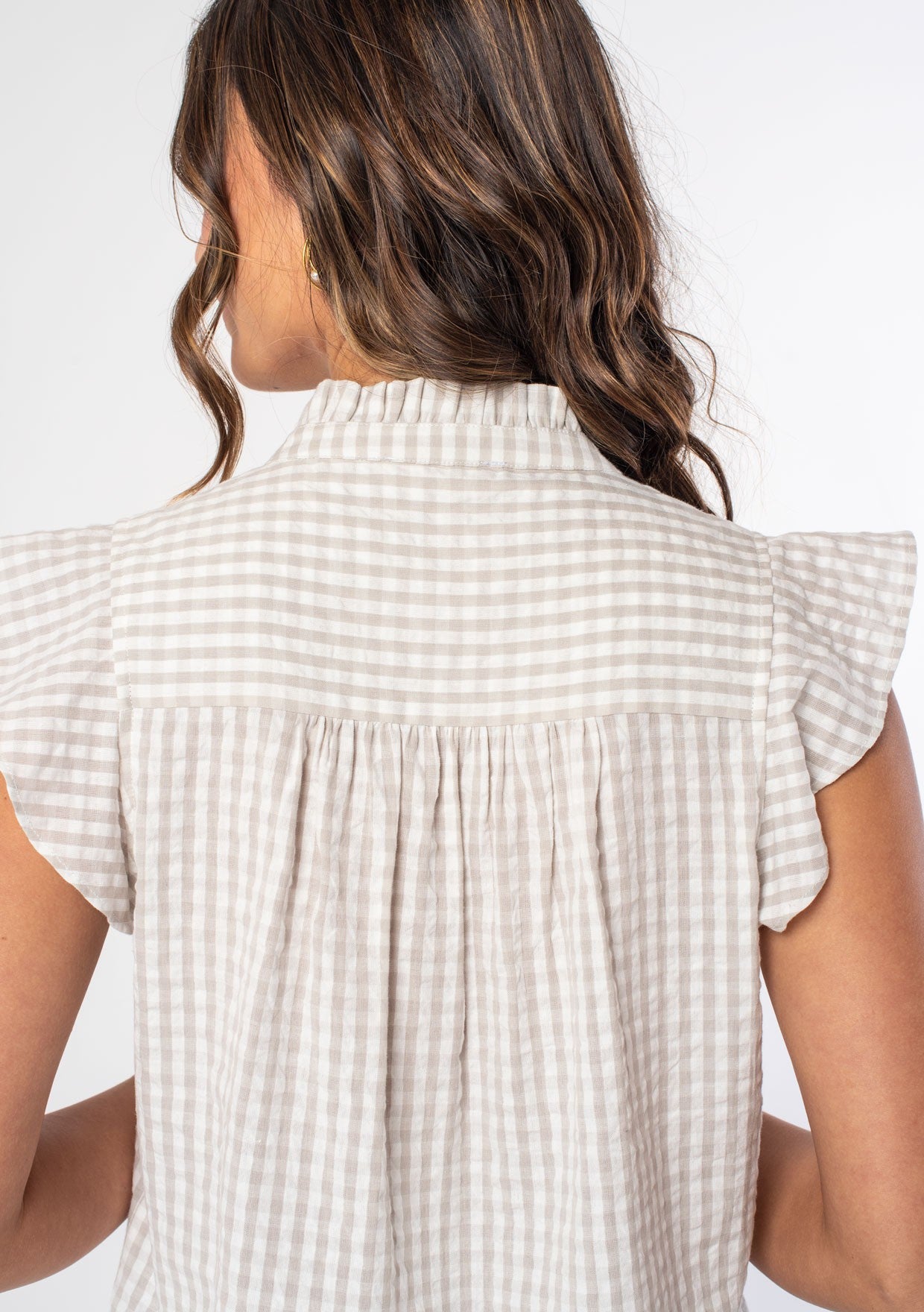 Kinsley Gingham Grey LS Blouse