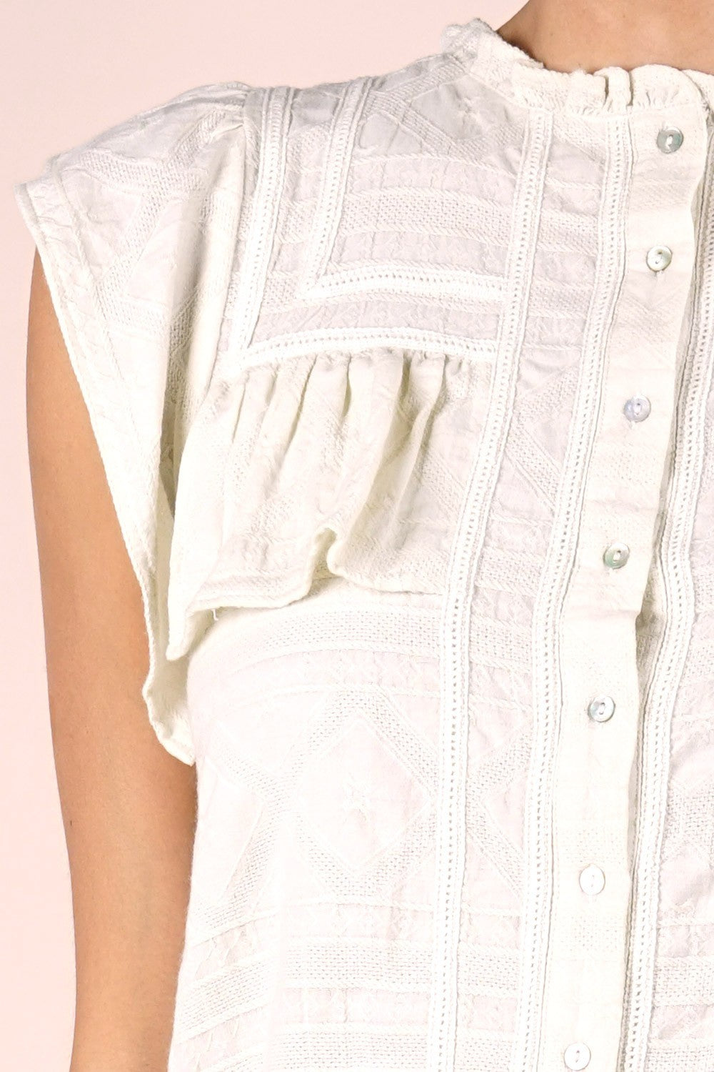 Chelsey Ivory Button Up LS Blouse