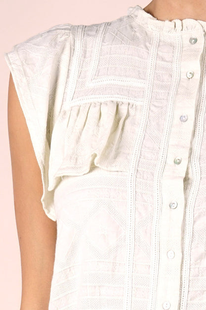Chelsey Ivory Button Up LS Blouse