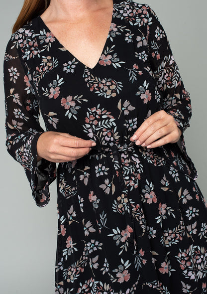 Tiffany Black Floral LS Dress