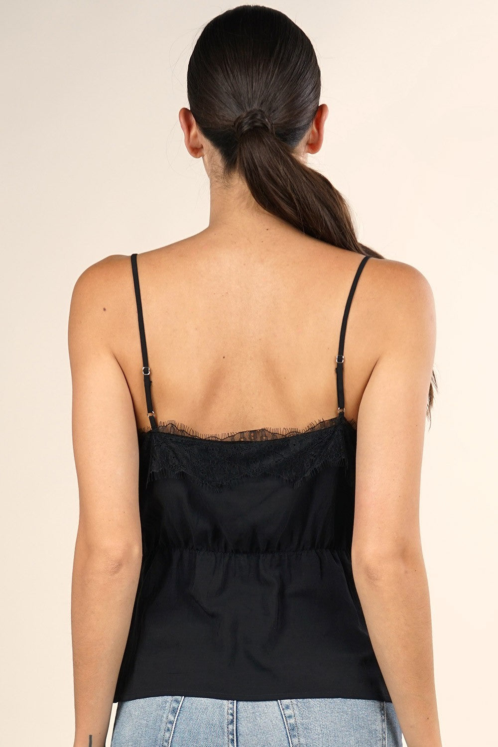 Danielle Lace Trim Black Camisole