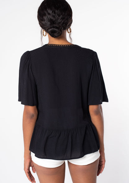 Black Lattice LS Blouse
