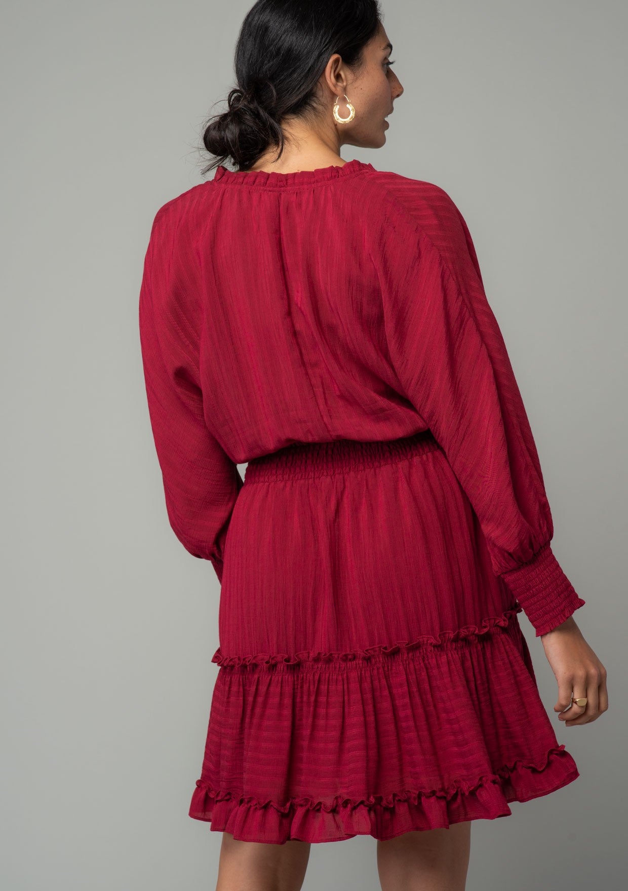 Gabriella Burgundy LS Dress