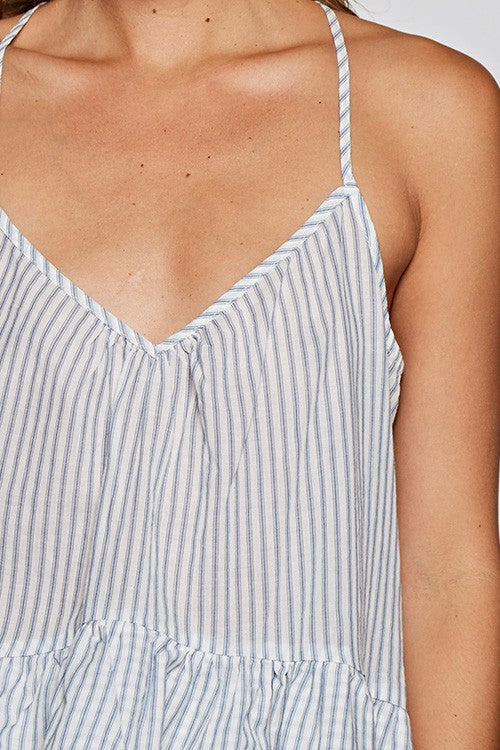 Blue & Vanilla Striped Cami LS Top