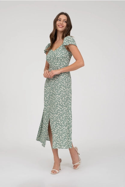 Patricia Olive Floral Midi Dress