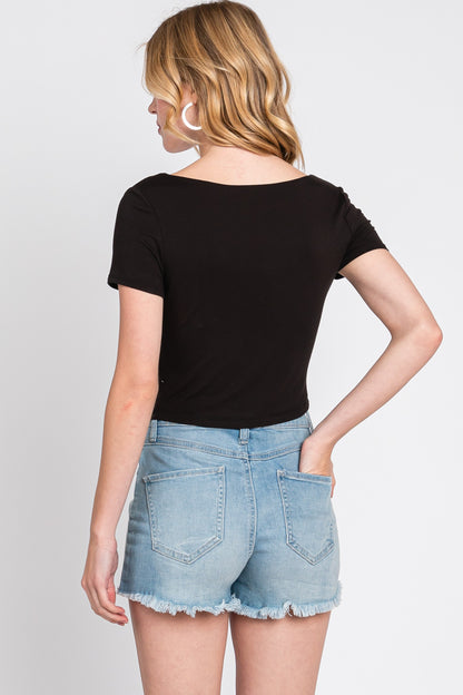 FT Black Modal Square Neck Top