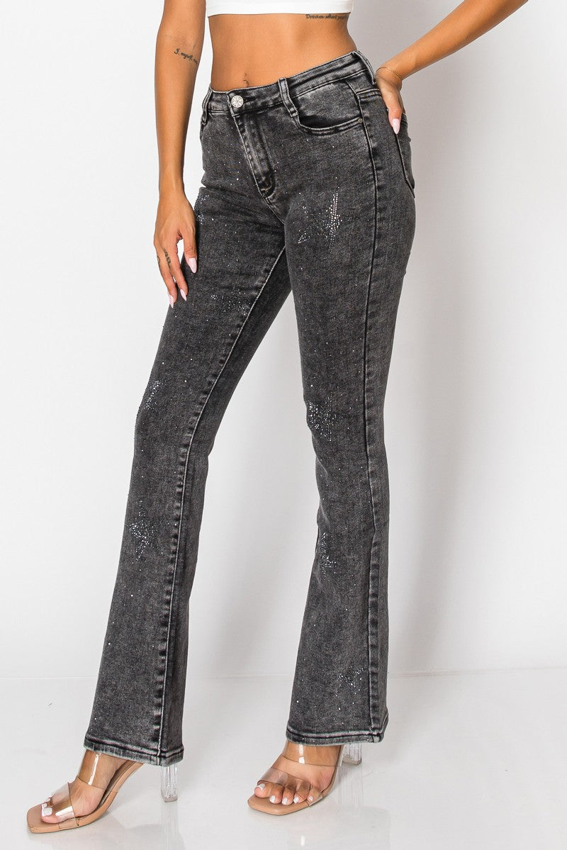 Bella Gray Denim Star Jeans
