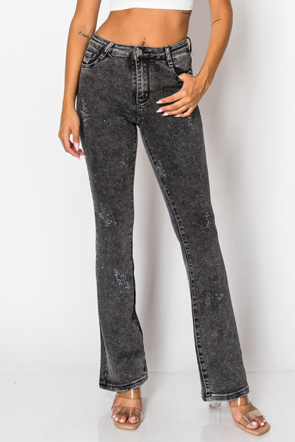 Bella Gray Denim Star Jeans