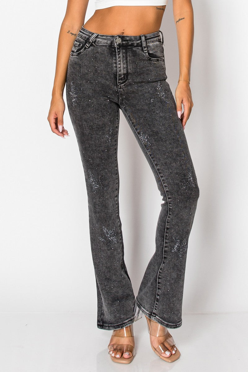 Bella Gray Denim Star Jeans