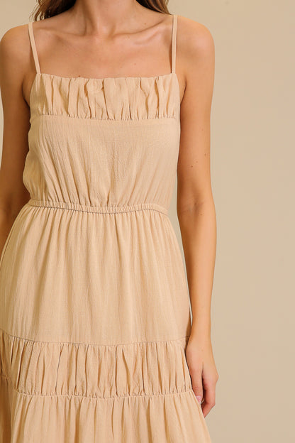 Ella Tan Flowy Tiered Midi Dress