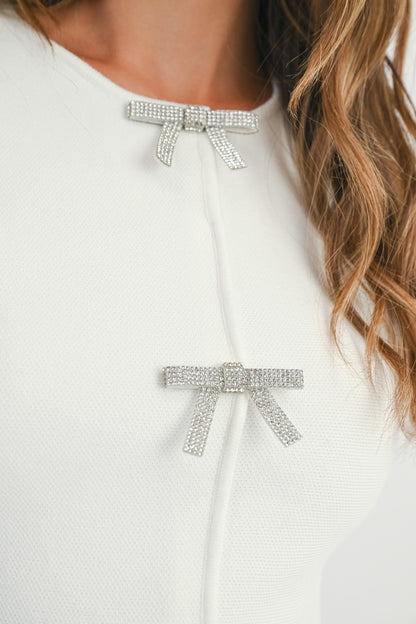 Melanie Rhinestone Bow Sweater