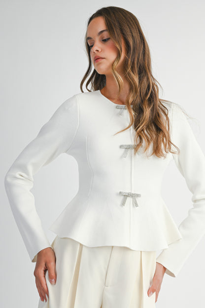 Melanie Rhinestone Bow Sweater