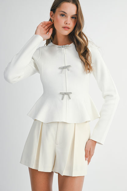 Melanie Rhinestone Bow Sweater