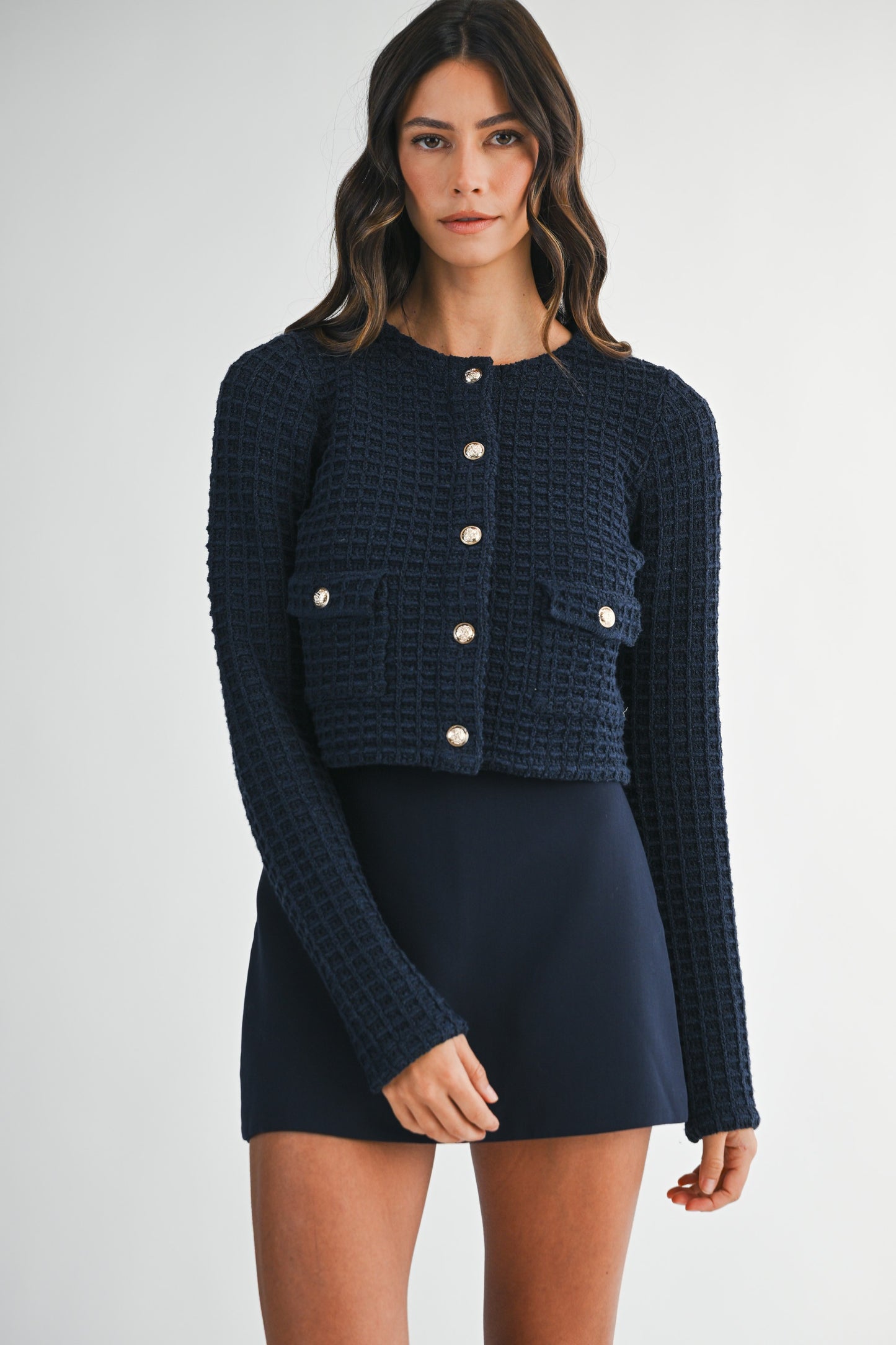 Lily Navy Button Up Cardigan