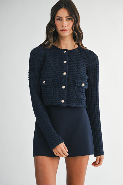 Lily Navy Button Up Cardigan
