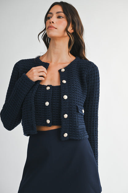 Lily Navy Button Up Cardigan