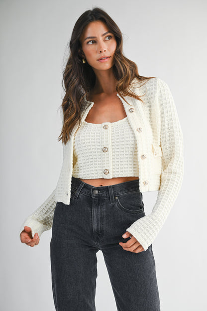 Lily Creme Button Up Cardigan