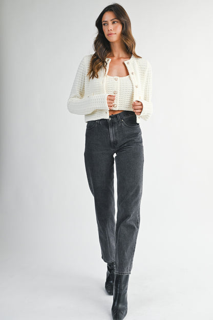 Lily Creme Button Up Cardigan