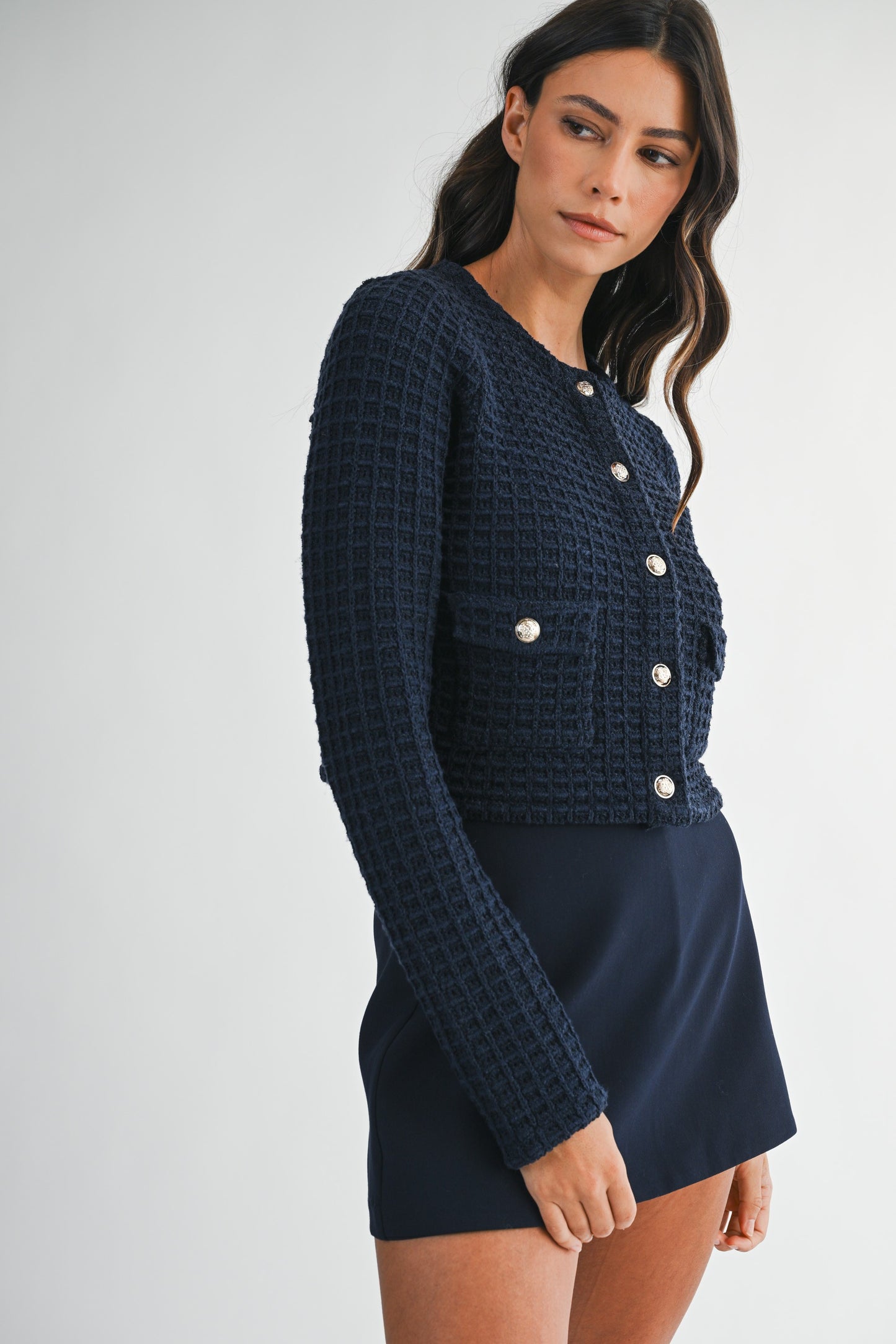 Lily Navy Button Up Cardigan
