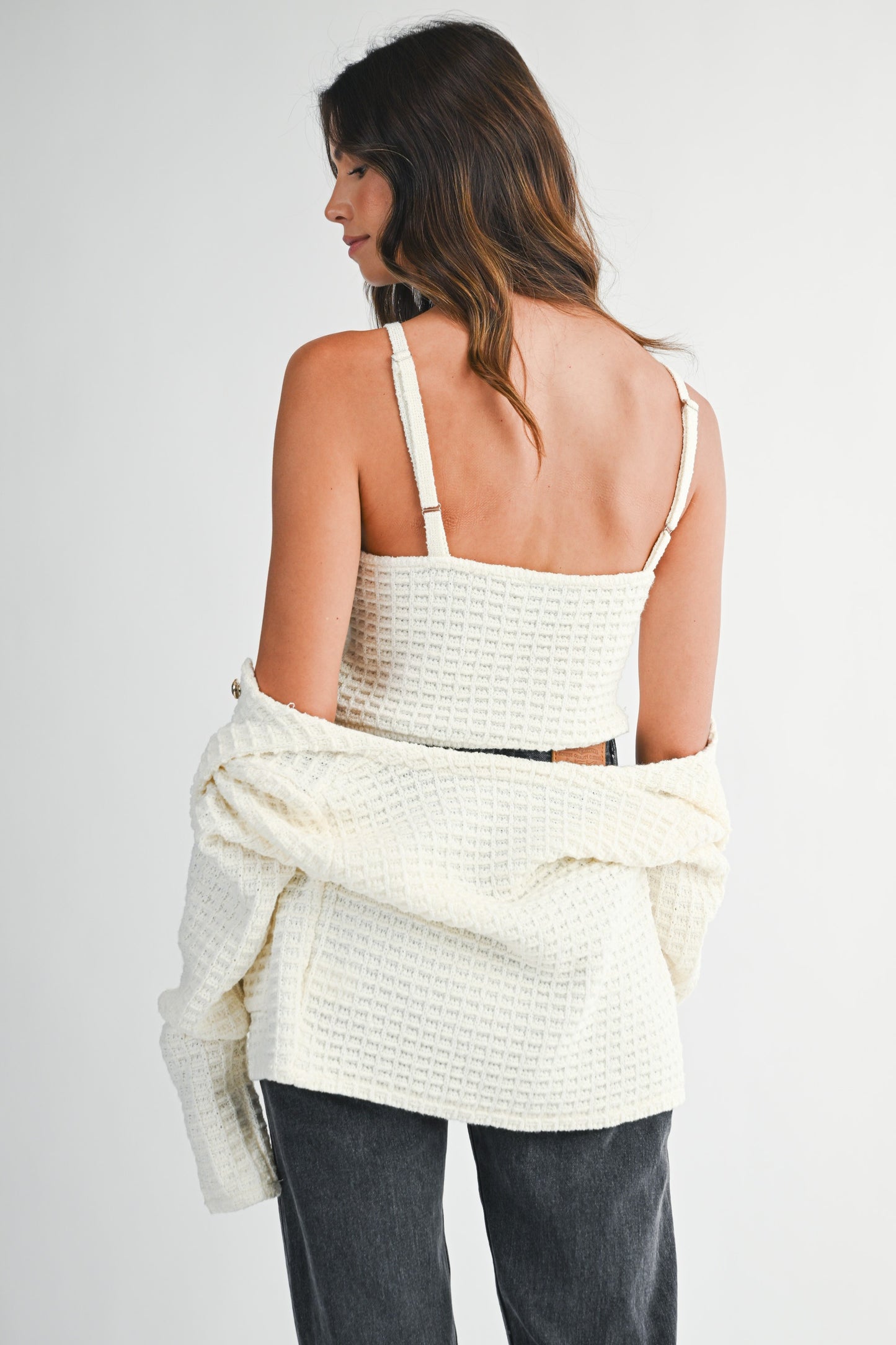 Lily Creme Button Up Tank Top