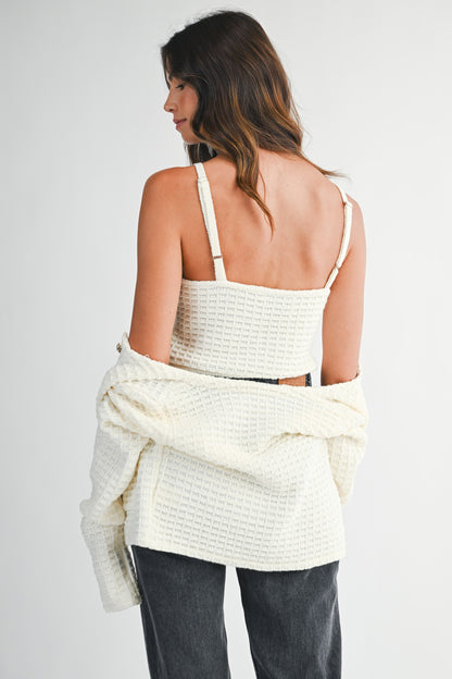 Lily Creme Button Up Tank Top