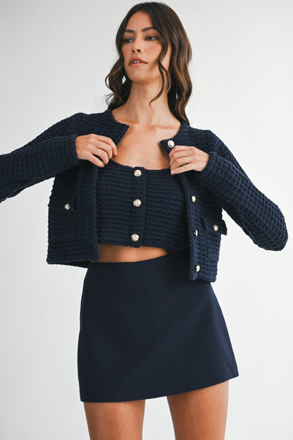 Lily Navy Button Up Cardigan