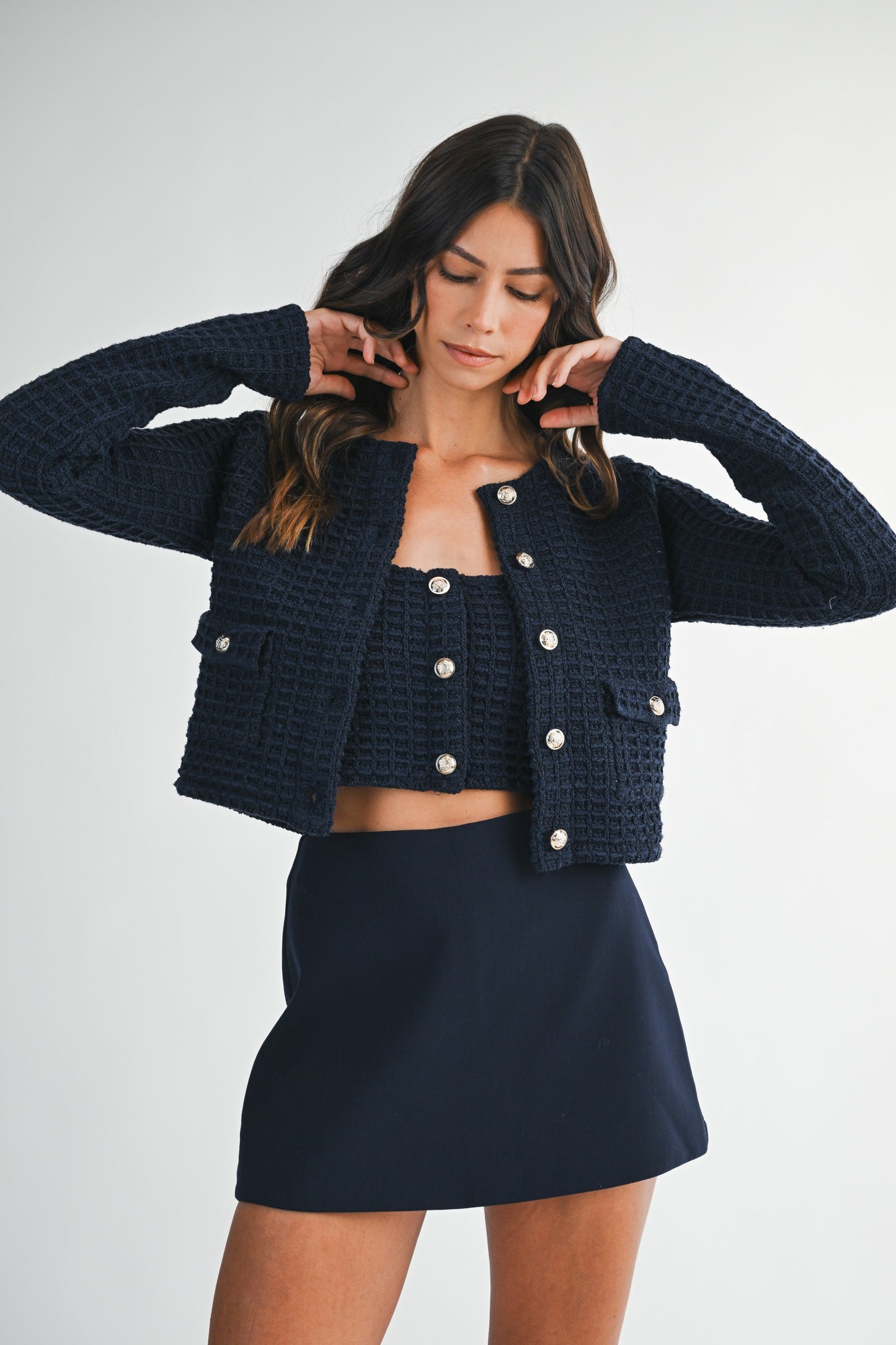 Lily Navy Button Up Cardigan
