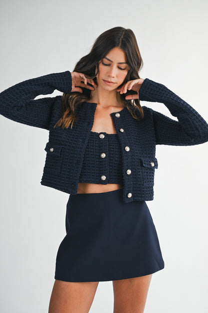 Lily Navy Button Up Cardigan