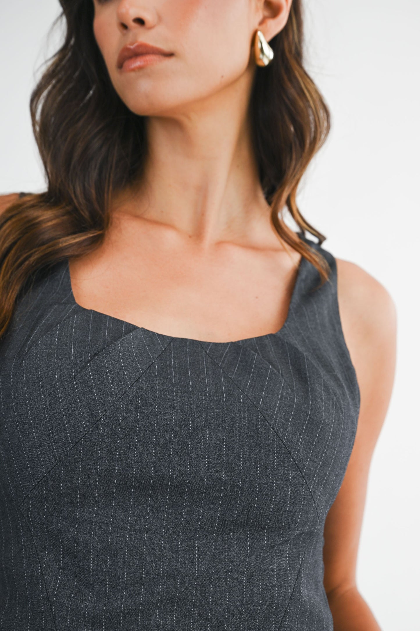 Cassie Charcoal Pinstripe Pant SET