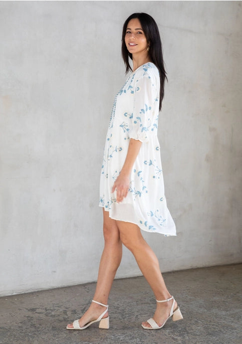 Helen Floral Embroidered LS Mini Dress