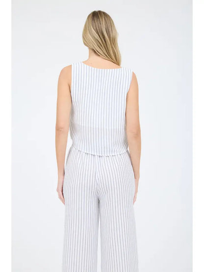 Candace Ivory Pinstripe Wide Leg Pants