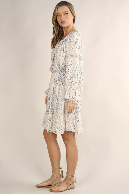 Talia Blue Floral LS Dress