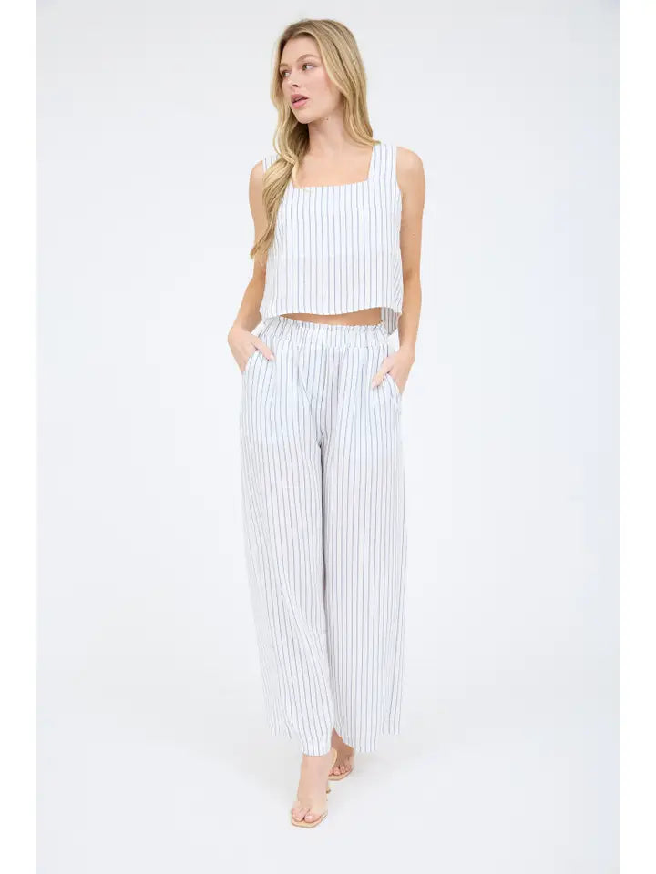 Candace Ivory Pinstripe Wide Leg Pants