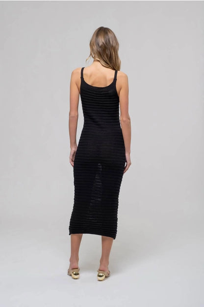 Dontella Black Crochet Midi Dress