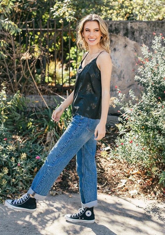 Serena Jacquard Olive LS Camisole