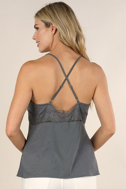 Iris Pewter Lace LS Camisole