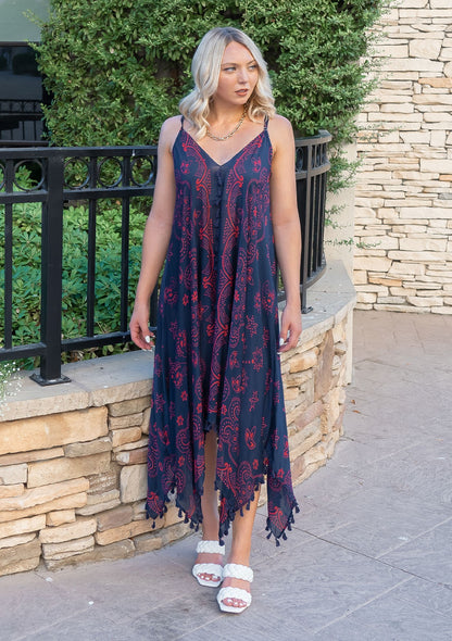 LS Paisley Navy Beach Cover-Up Dress
