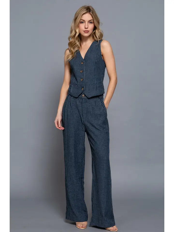 Venice Navy Striped Pants
